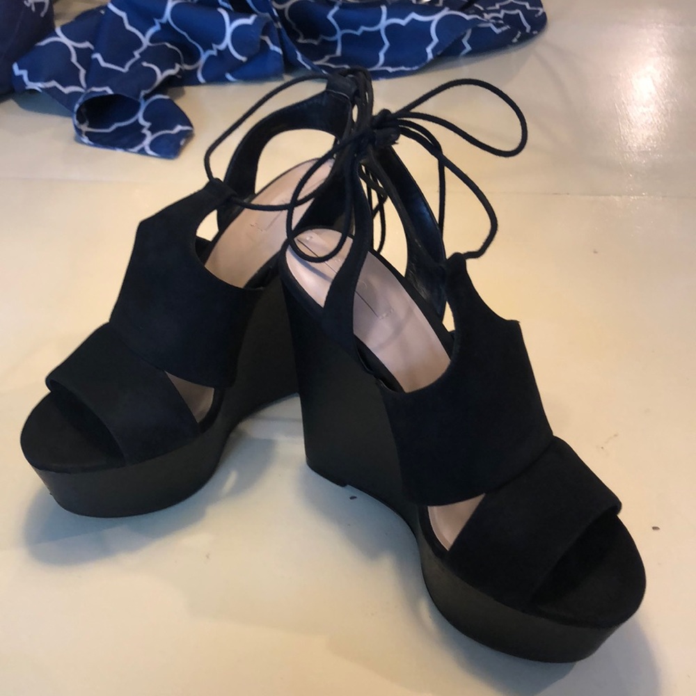 Black Aldo Lace Up Wedges